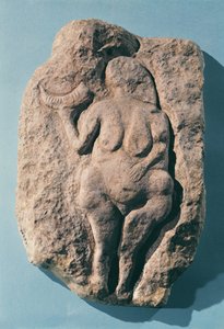 Venus med et horn, fra Laussel i Dordogne af Prehistoric
